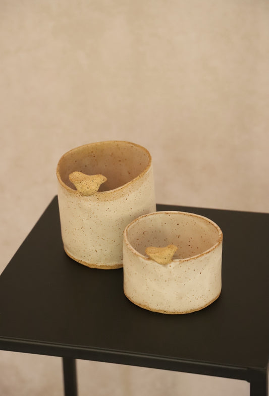 Set pocillos cerámica pajaritos