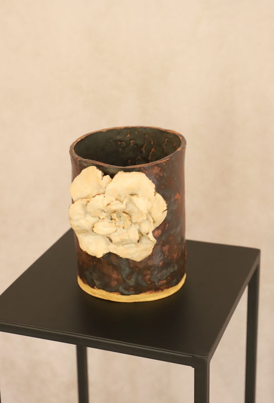 Fuente cerámica flor magnolia M