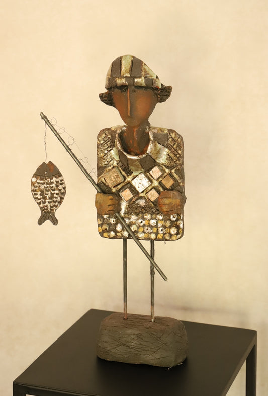 Escultura Señor pescador Cerámica