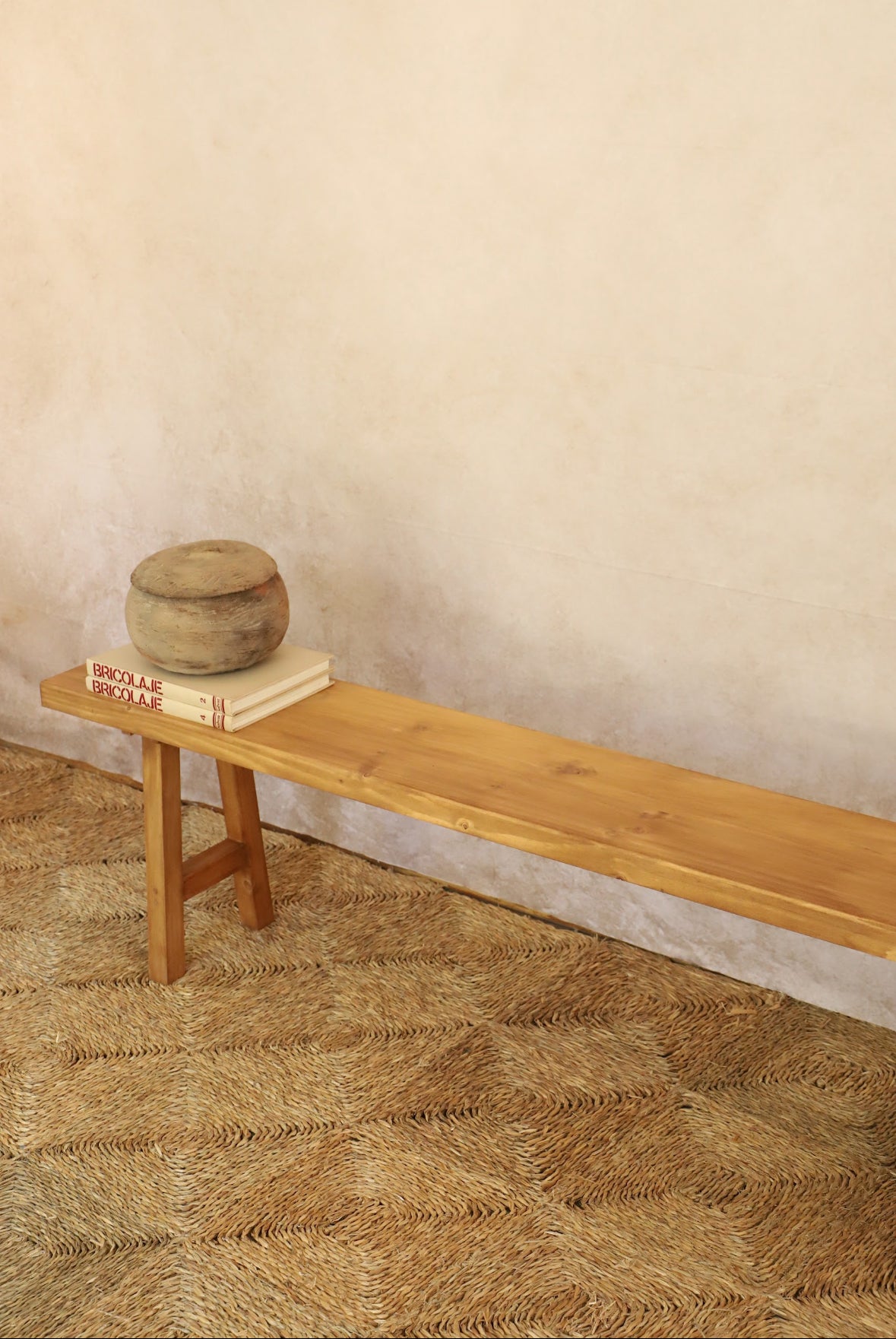 Banqueta rústica madera, Taburete rectangular madera maciza